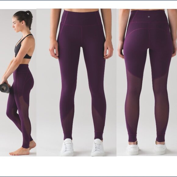 lululemon athletica Pants - Lululemon Hot Like Agni Pant Leggings - Purple Mesh- Size 4